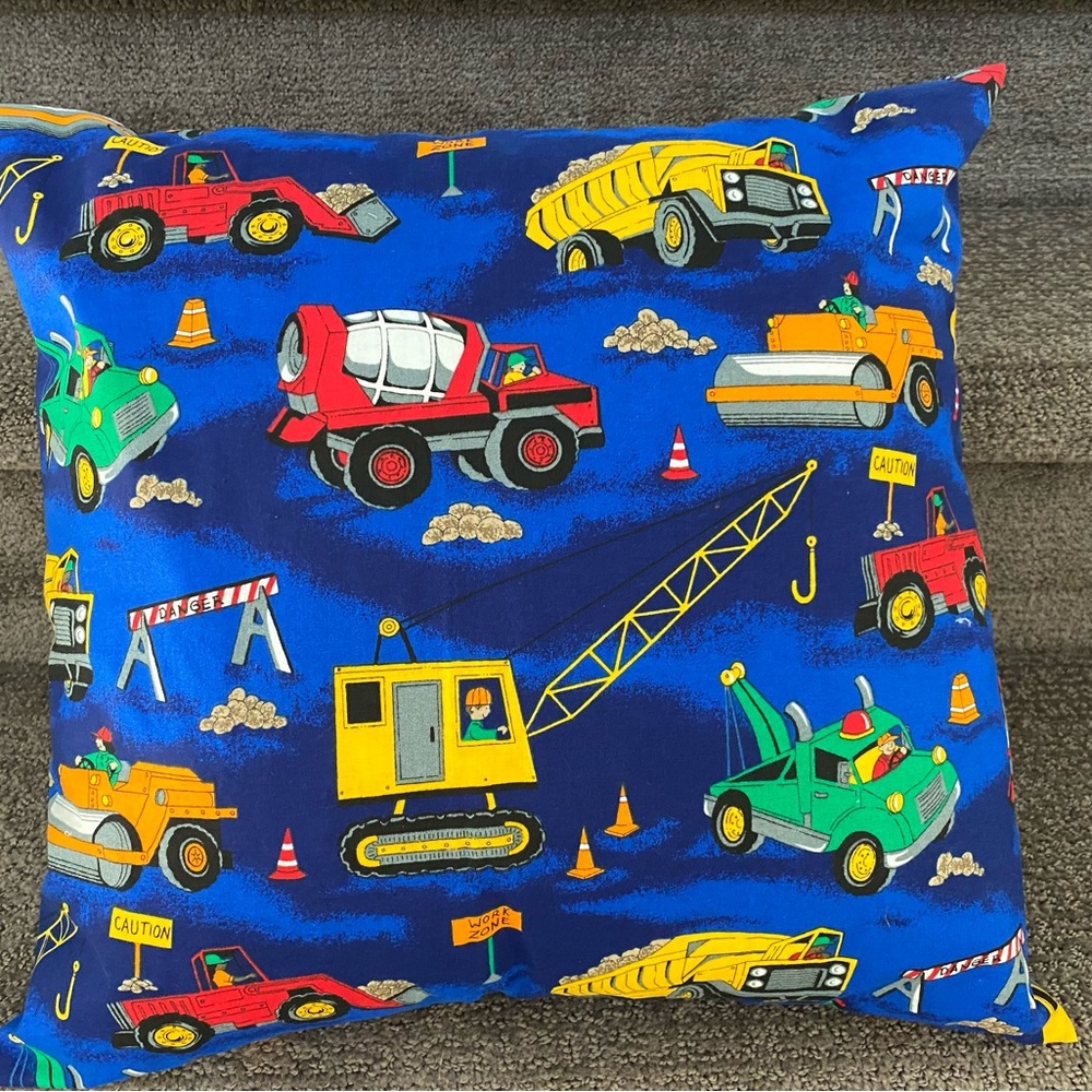 Construction Pillow Cover for Kids 18”x18”